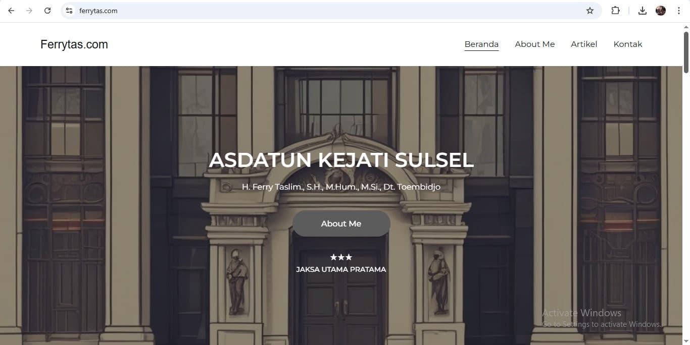 Mengenal Lebih Dekat, Asdatun Kejati Sulsel H. Ferry Taslim Dt. Toembidjo Luncurkan Website Ferrytas.com