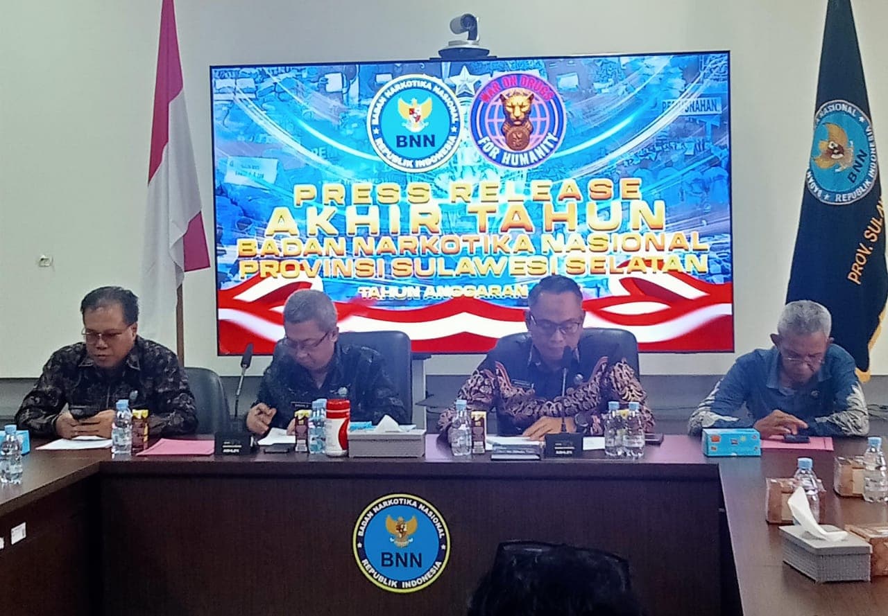 BNNP Sulsel Ungkap 55 Kasus Narkotika Sepanjang 2025